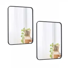 2PCS 22" x 30" Wall-Mounted Wall Rectangular Wall Mirror Metal Frame Bathroom
