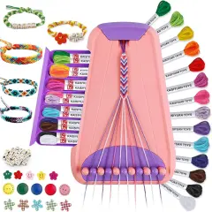 Friendship Bracelet Making Kit - Arts & Crafts Gift for Kids Ages 6-12 Pink/purple