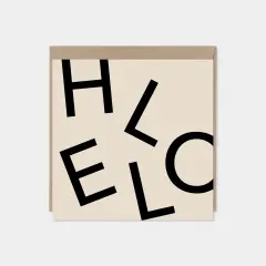 HELLO Square Greeting Card, Natural,