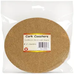 Hygloss Cork Coasters 6/Pkg-6" Round