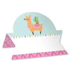 Big Dot of Happiness Whole Llama Fun - Llama Fiesta Baby Shower or Birthday Party Tent Buffet Card - Table Setting Name Place Cards - Set of 24