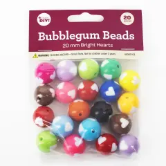 CousinDIY Bubblegum Bead 20mm 20/Pkg-Bright Hearts