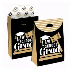Big Dot of Happiness Law School Grad - Future Lawyer Graduation Gift Favor Bags - Party Goodie Boxes - Set of 12
