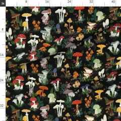 Various Fabrics by the Yard or Fat Quarter Mushroom Garden Mushrooms Custom Printed Fabric by Spoonflower