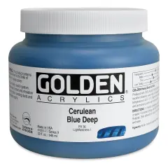 Golden Heavy Body Artist Acrylics - Cerulean Blue Deep, 32 oz Jar