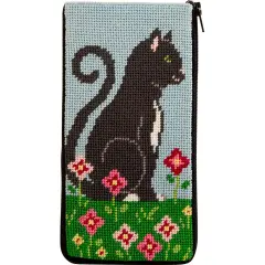 Stitch & Zip Eyeglass Case Needlepoint Kit- Purrfect Cat Multicolor