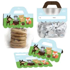 Big Dot of Happiness Woodland Creatures DIY Baby Shower or Birthday Party Clear Goodie Favor Bag Labels Candy Bags with Toppers Set of 24
