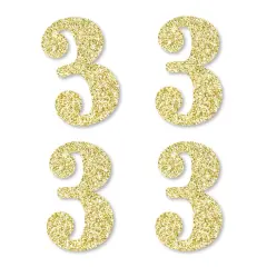 Big Dot of Happiness Gold Glitter 3 - No-Mess Real Gold Glitter Cut-Out Numbers - 3rd Birthday Party Confetti - Set of 24