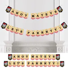 Big Dot of Happiness Pirate Ship Adventures - Skull Party Bunting Banner - Party Decorations - Ahoy Mateys Let&rsquo;s Parrrty!