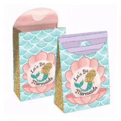 Big Dot of Happiness Let&rsquo;s Be Mermaids - Baby Shower or Birthday Gift Favor Bag - Party Goodie Boxes - Set of 12
