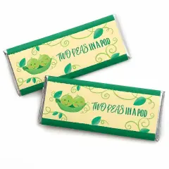 Big Dot of Happiness Double the Fun - Twins Two Peas in a Pod - Candy Bar Wrapper Baby Shower or First Birthday Party Favors - Set of 24