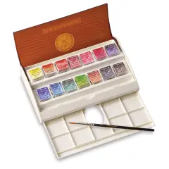 Sennelier French Artists' Watercolors - Set of 14, Travel, Half Pans