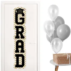 Big Dot of Happiness Gold Graduation Banner - Vertical Shaped Banner Decorations