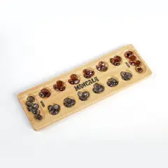 Mancala Game from Africa Age-Old Game of Strategy Solid Wood Board and Marbles