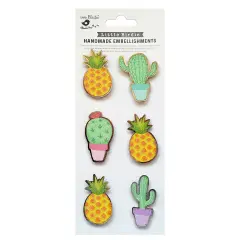 Little Birdie Pineapple & Cactus Sticker 6/Pkg-Pineapple & Cactus