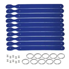 Blank Leather Keychains &ndash; 3/4" Full Grain DIY Kit (10 Pack)-Promotional-Fundraising-Personalized Gifts Royal Blue