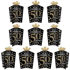 Big Dot of Happiness Adult 50th Birthday - Gold - Table Decorations - Birthday Party Fold and Flare Centerpieces - 10 Count