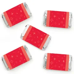 Big Dot of Happiness Red Confetti Stars - Mini Candy Bar Wrapper Stickers - Simple Party Small Favors - 40 Count