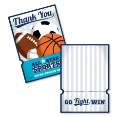 Big Dot of Happiness Go, Fight, Win - Sports - Shaped Thank You Cards - Baby Shower or Birthday Party Thank You Note Cards with Envelopes - Set of 12