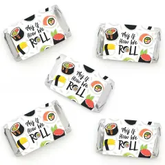Big Dot of Happiness Let&rsquo;s Roll - Sushi - Mini Candy Bar Wrapper Stickers - Japanese Party Small Favors - 40 Count