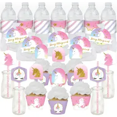 Big Dot of Happiness Rainbow Unicorn - Magical Unicorn Baby Shower or Birthday Party Favors and Cupcake Kit - Fabulous Favor Party Pack - 100 Pieces