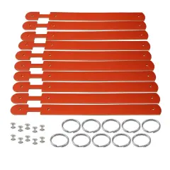 Blank Leather Keychains &ndash; DIY Engraving Kit, Pack of 10 (&frac34;" x 4.5") Orange