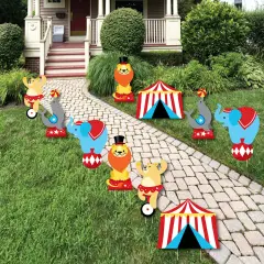 Big Dot of Happiness Carnival - Step Right Up Circus - Animals & Tent Lawn Decorations - Outdoor Carnival Themed Party Yard Decorations - 10 Piece