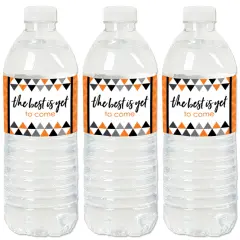 Big Dot of Happiness Orange Graduation Party Water Bottle Sticker Labels - Set of 20