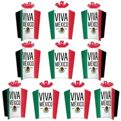 Big Dot of Happiness Viva Mexico - Table Decorations - Mexican Independence Day Party Fold and Flare Centerpieces - 10 Count