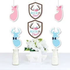 Big Dot of Happiness Buck or Doe - Badge, Buck, and Doe Decorations DIY Hunting Gender Reveal Party Essentials - Set of 20