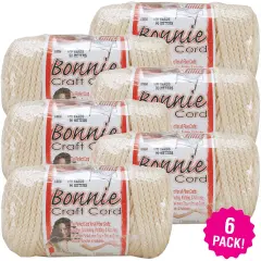 Multipack of 6 - Bonnie Macrame Craft Cord 6mmX100yd-Flesh (Cream)