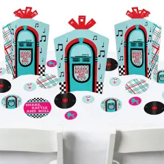 Big Dot of Happiness 50&rsquo;s Sock Hop - 1950s Rock N Roll Party Decor and Confetti - Terrific Table Centerpiece Kit - Set of 30