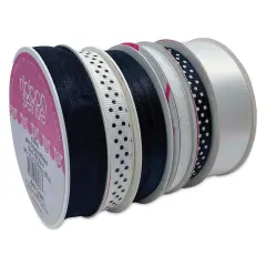 Morex Ribbon Assortments - Black/White, Set of 6 Rolls, 24 yds