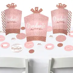 Big Dot of Happiness Rose Gold Grad - 2025 Graduation Party Decor and Confetti - Terrific Table Centerpiece Kit - Set of 30
