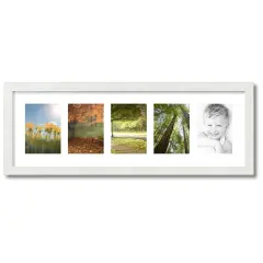 ArtToFrames Collage Photo Picture Frame with 5 - 5x7 inch Openings, Framed in White with Over 62 Mat Color Options and Plexi Glass (CSM-3966-152)