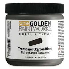 Golden Paintworks Mural and Theme Acrylic Paint - Transparent Carbon Black, 16 oz, Jar