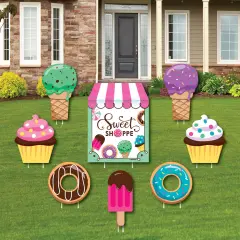 Big Dot of Happiness Sweet Shoppe - Yard Sign & Outdoor Lawn Decorations - Candy and Bakery Birthday Party or Baby Shower Yard Signs - Set of 8