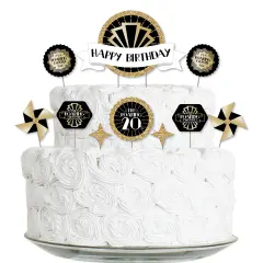 Big Dot of Happiness Roaring 20's - 1920s Art Deco Jazz Birthday Party Cake Decorating Kit - Happy Birthday Cake Topper Set - 11 Pieces