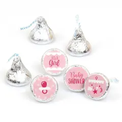 Big Dot of Happiness It's a Girl - Pink Baby Shower Round Candy Sticker Favors - Labels Fits Chocolate Candy (1 sheet of 108)