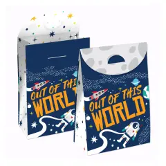 Big Dot of Happiness Blast Off to Outer Space - Rocket Ship Baby Shower or Birthday Gift Favor Bags - Party Goodie Boxes - Set of 12