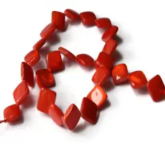 13mm Orange Red Mother Of Pearl Diamond Dyed Seashell Beads