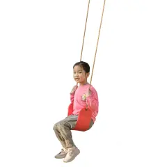 Outdoor Playground Kids Heavy Duty Swing Seat, EVA Belt Swing with Rope for All Ages Red