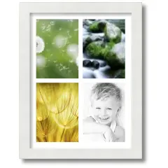 ArtToFrames Collage Photo Picture Frame with 4 - 5x7 inch Openings, Framed in White with Over 62 Mat Color Options and Regular Glass (CSM-3966-2153)
