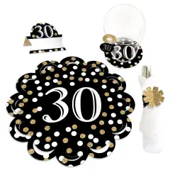 Big Dot of Happiness Adult 30th Birthday - Gold - Birthday Party Paper Charger and Table Decorations - Chargerific Kit - Place Setting for 8