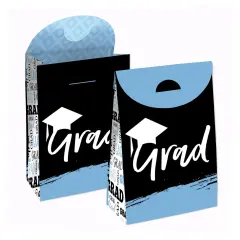 Big Dot of Happiness Light Blue Grad Best is Yet to Come Graduation Gift Favor Bags Party Goodie Boxes - Set of 12