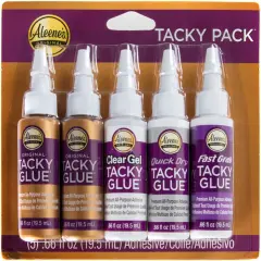 Aleene's Try Me Size Tacky Pack .66oz 5/Pkg-Clear Gel, Quick Dry, Fast Grab, 2 Orig