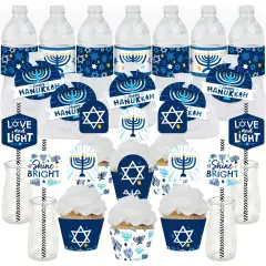 Big Dot of Happiness Hanukkah Menorah - Chanukah Holiday Party Favors and Cupcake Kit - Fabulous Favor Party Pack - 100 Pieces