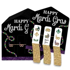 Big Dot of Happiness Mardi Gras - Masquerade Party Game Pickle Cards - Pull Tabs 3-in-a-Row - Set of 12