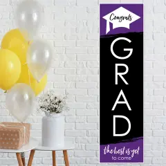 Big Dot of Happiness Purple Graduation Party Door Decoration - Vertical Banner