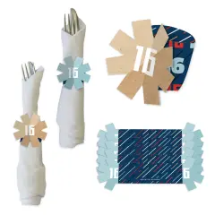 Big Dot of Happiness Boy 16th Birthday - Sweet Sixteen Birthday Party Paper Napkin Holder - Napkin Rings - Set of 24